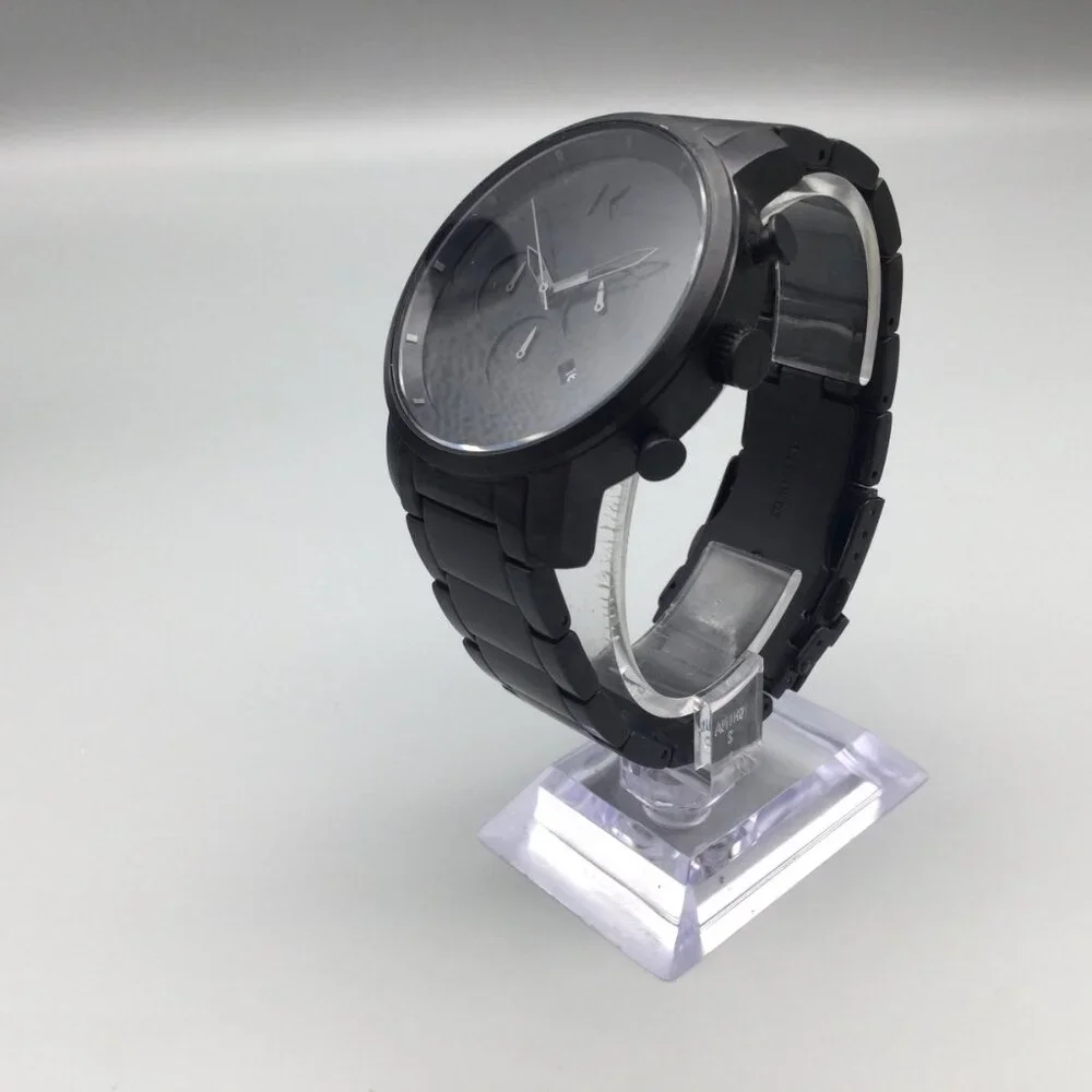 MVMT Chronograph Watch Men 45mm Black Date Stainless New Battery 7.75